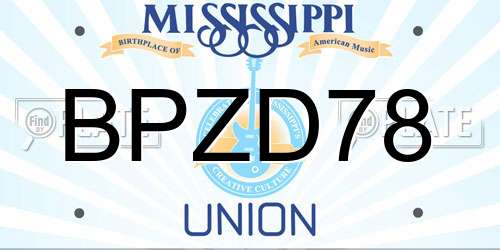 BPZD78 Mississippi License Plate