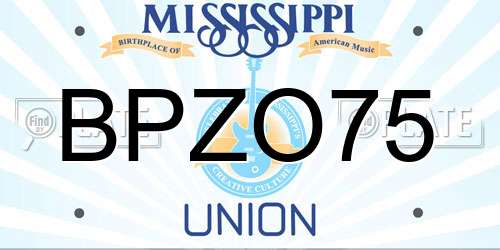BPZO75 Mississippi License Plate