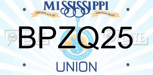 BPZQ25 Mississippi License Plate