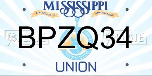 BPZQ34 Mississippi License Plate