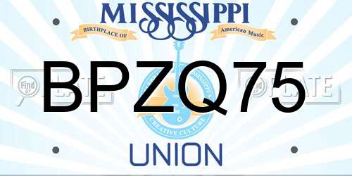 BPZQ75 Mississippi License Plate