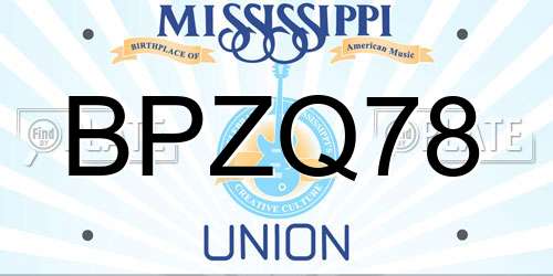 BPZQ78 Mississippi License Plate
