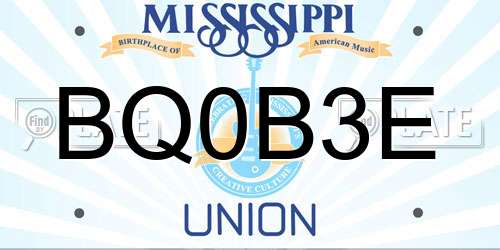 BQ0B3E Mississippi License Plate