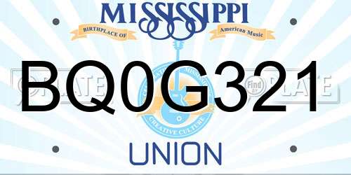 BQ0G321 Mississippi License Plate