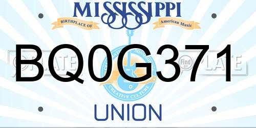 BQ0G371 Mississippi License Plate