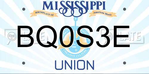 BQ0S3E Mississippi License Plate