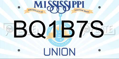 BQ1B7S Mississippi License Plate