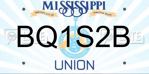 BQ1S2B Mississippi License Plate