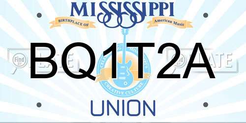 BQ1T2A Mississippi License Plate