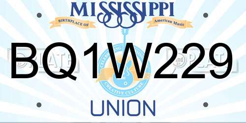 BQ1W229 Mississippi License Plate