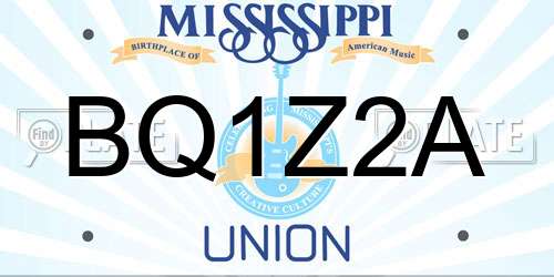 BQ1Z2A Mississippi License Plate