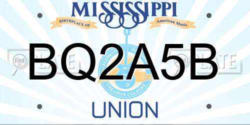 BQ2A5B Mississippi License Plate