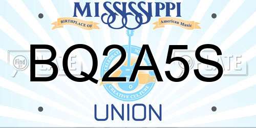 BQ2A5S Mississippi License Plate