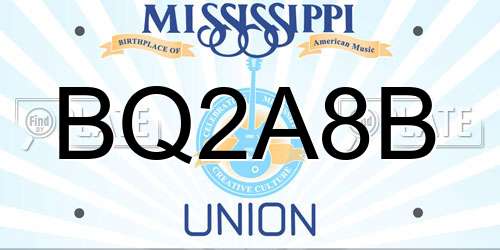 BQ2A8B Mississippi License Plate