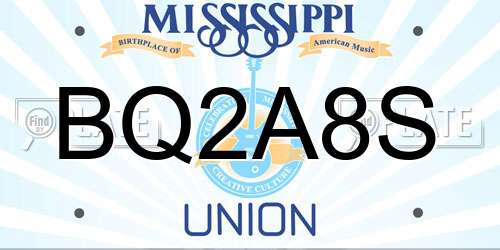 BQ2A8S Mississippi License Plate
