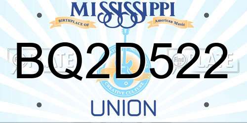 BQ2D522 Mississippi License Plate