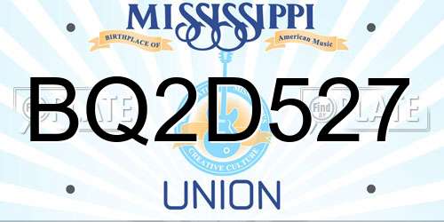 BQ2D527 Mississippi License Plate