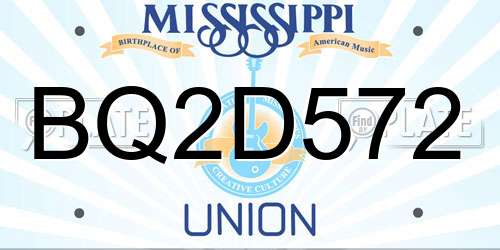 BQ2D572 Mississippi License Plate
