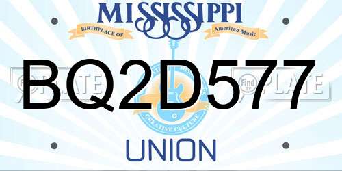 BQ2D577 Mississippi License Plate
