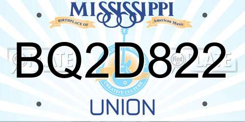 BQ2D822 Mississippi License Plate