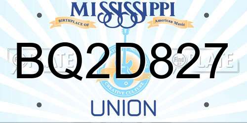 BQ2D827 Mississippi License Plate