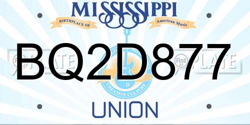 BQ2D877 Mississippi License Plate