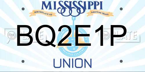 BQ2E1P Mississippi License Plate