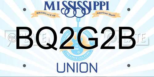BQ2G2B Mississippi License Plate