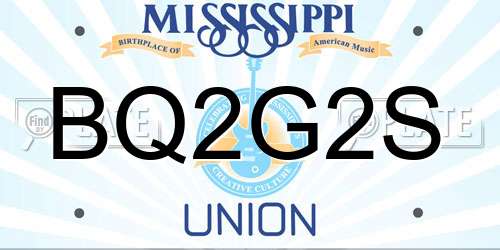 BQ2G2S Mississippi License Plate