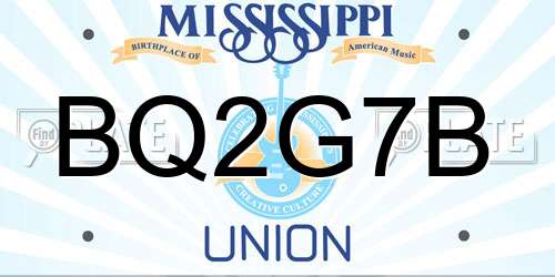 BQ2G7B Mississippi License Plate