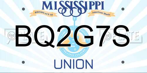 BQ2G7S Mississippi License Plate