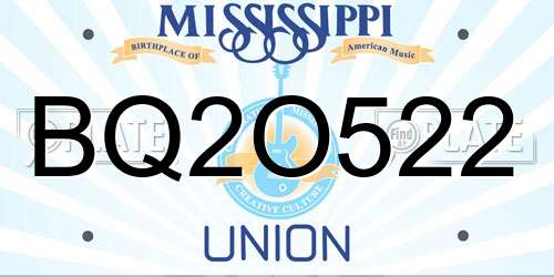 BQ2O522 Mississippi License Plate