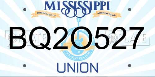 BQ2O527 Mississippi License Plate
