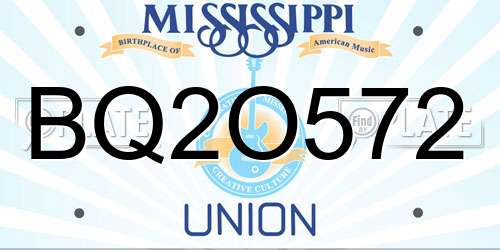 BQ2O572 Mississippi License Plate