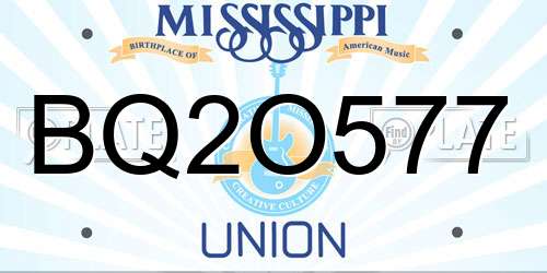 BQ2O577 Mississippi License Plate
