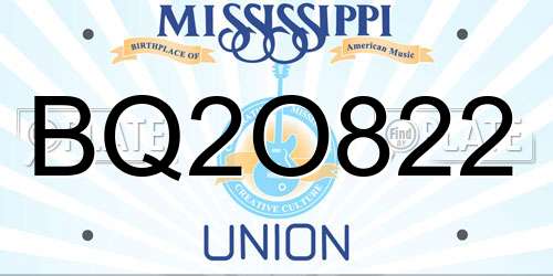 BQ2O822 Mississippi License Plate