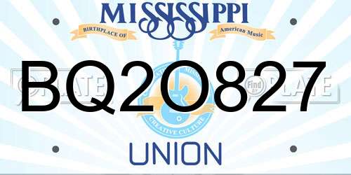 BQ2O827 Mississippi License Plate