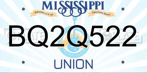 BQ2Q522 Mississippi License Plate