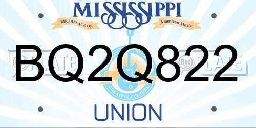 BQ2Q822 Mississippi License Plate