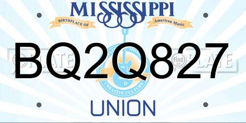 BQ2Q827 Mississippi License Plate