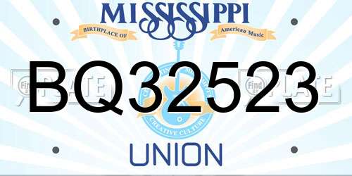BQ32523 Mississippi License Plate