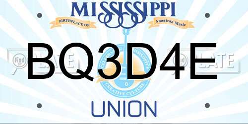 BQ3D4E Mississippi License Plate