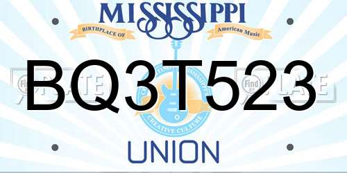 BQ3T523 Mississippi License Plate