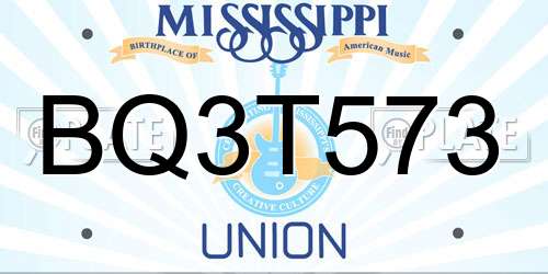 BQ3T573 Mississippi License Plate