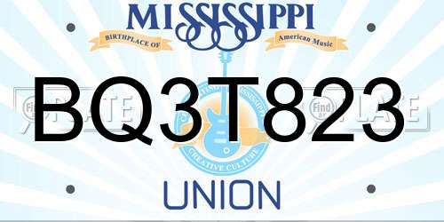 BQ3T823 Mississippi License Plate