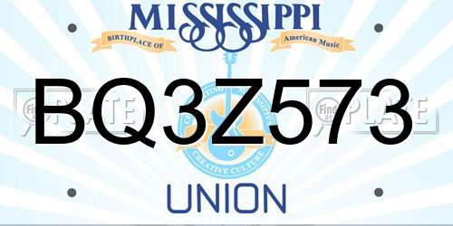 BQ3Z573 Mississippi License Plate