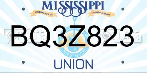 BQ3Z823 Mississippi License Plate