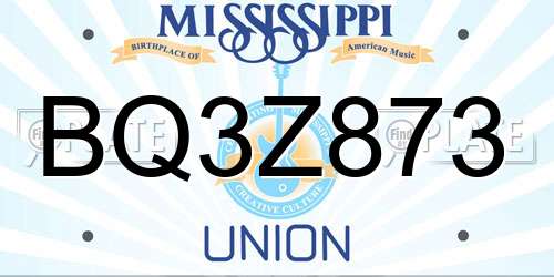 BQ3Z873 Mississippi License Plate