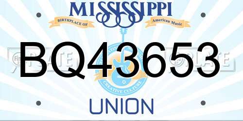 BQ43653 Mississippi License Plate