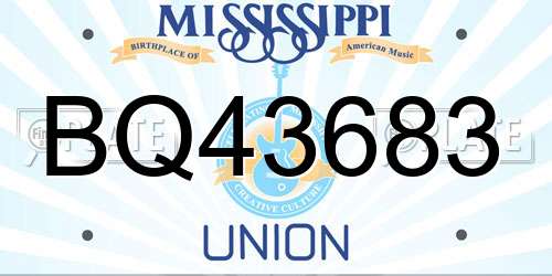 BQ43683 Mississippi License Plate